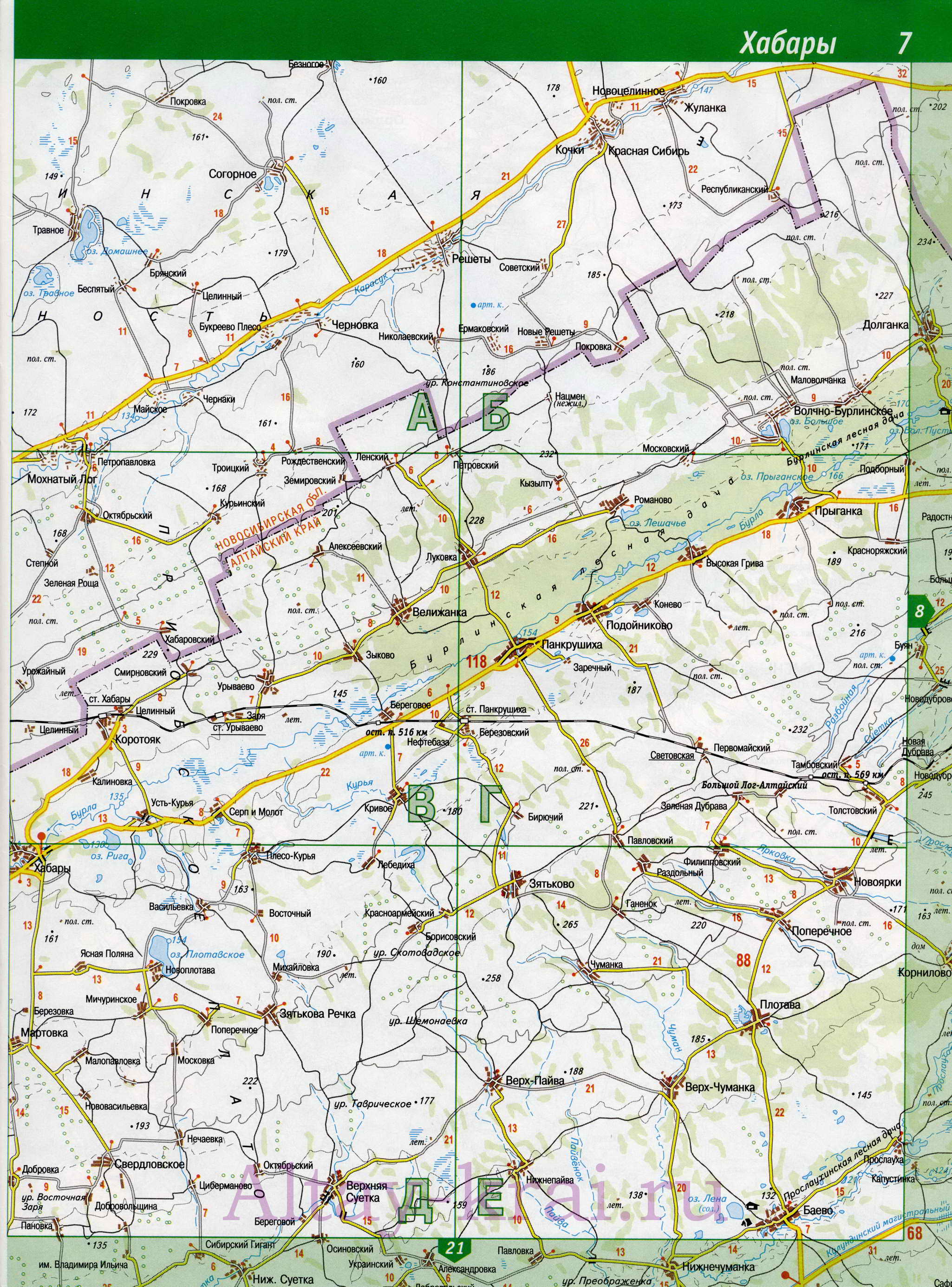 Карта Суетского района Алтайского края. Подробная карта - Суетский район, A0 - 